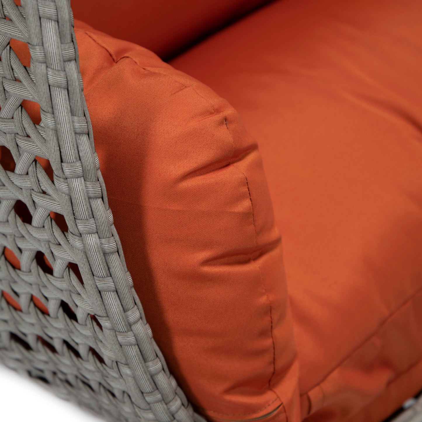 LeisureMod Mendoza Light Grey Wicker Hanging 2 person Egg Swing Chair - Orange