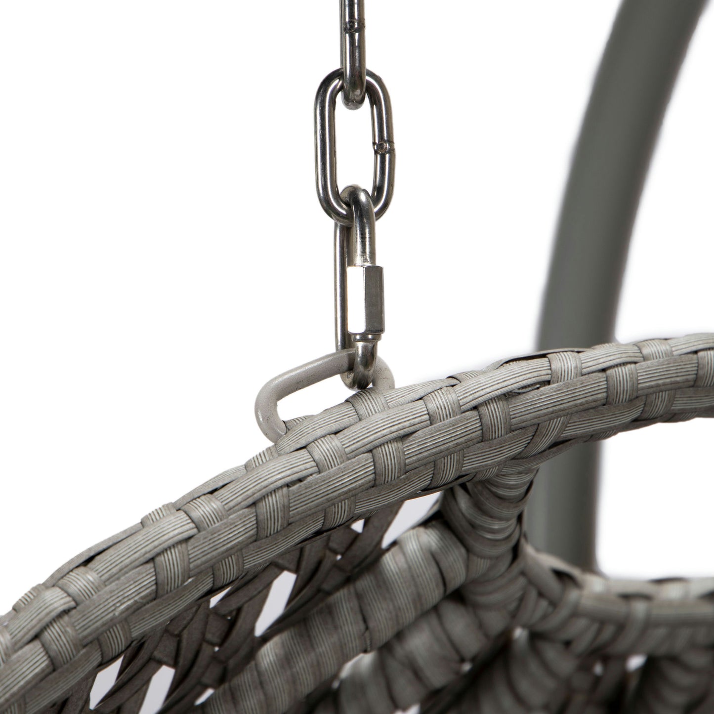 LeisureMod Mendoza Light Grey Wicker Hanging 2 person Egg Swing Chair - White