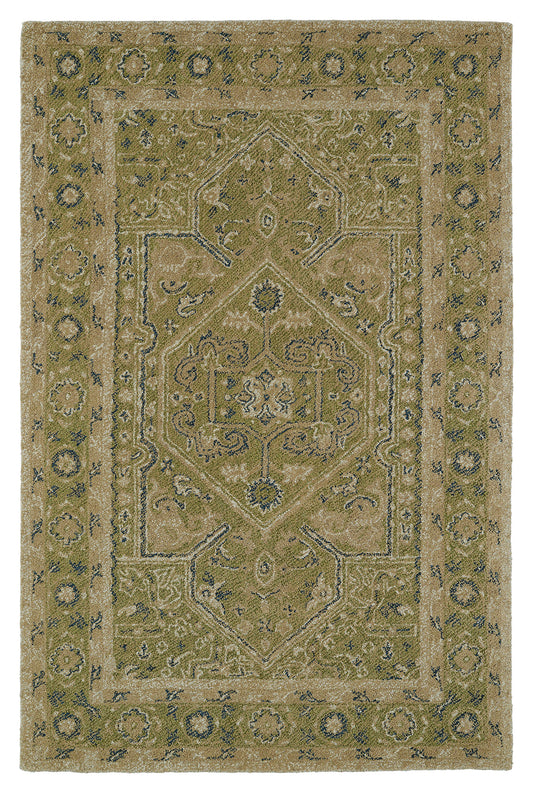 Kaleen Montage Collection Dark Green Area Rug 3'6" x 5'6"