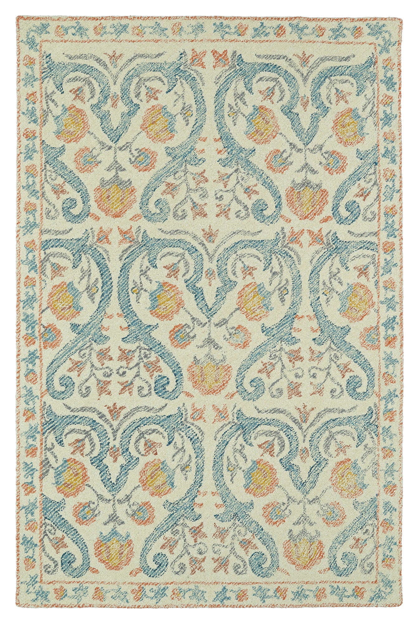 Kaleen Montage Collection Light Teal Area Rug 3'6" x 5'6"
