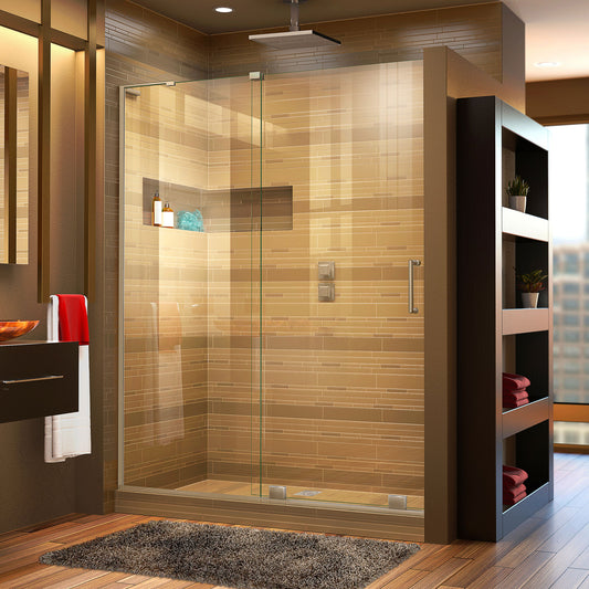 Mirage-X 44-48 in. W x 72 in. H Frameless Sliding Shower Door in Brushed Nickel; Left Wall Installation