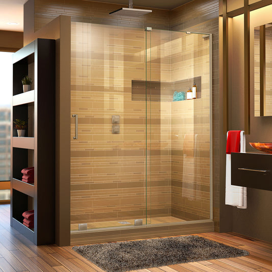 Mirage-X 44-48 in. W x 72 in. H Frameless Sliding Shower Door in Brushed Nickel; Right Wall Installation