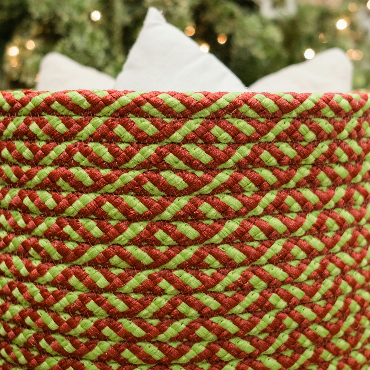 Holiday-Vibes Modern Weave Basket - Vibe Green/Red 16"x16"x14"
