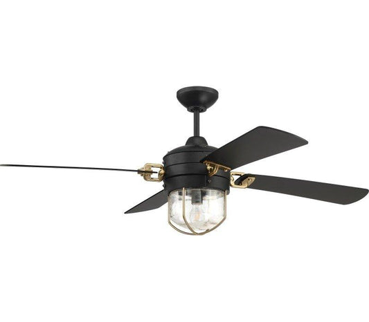 52" Nola Ceiling Fan in Flat Black and Satin Brass