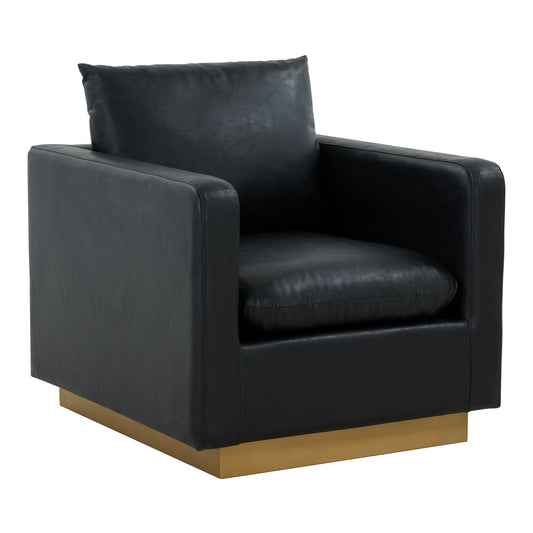 LeisureMod Nervo Leather Accent Armchair In Black