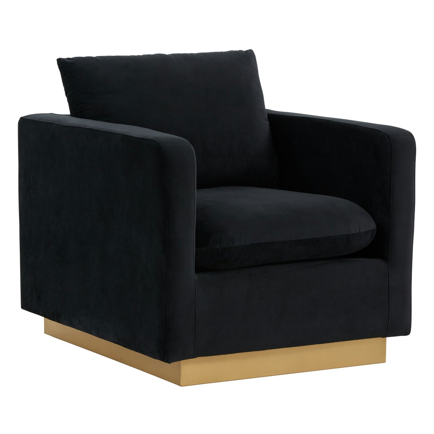 LeisureMod Nervo Velvet Accent Armchair In Midnight Black