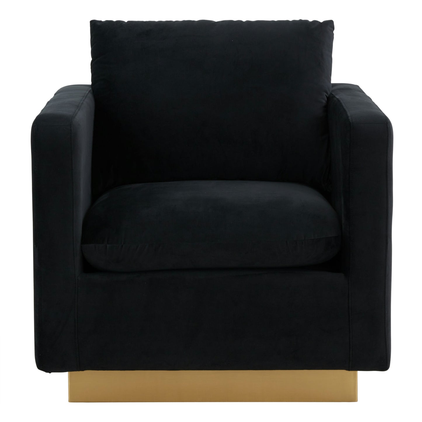 LeisureMod Nervo Velvet Accent Armchair In Midnight Black