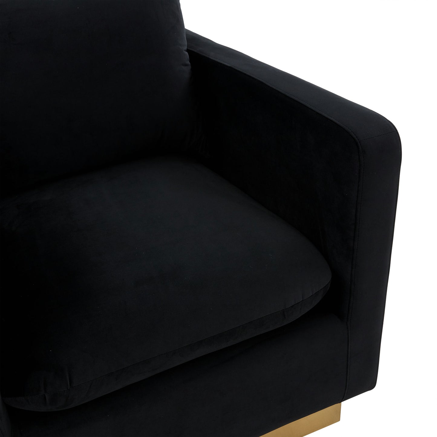 LeisureMod Nervo Velvet Accent Armchair In Midnight Black
