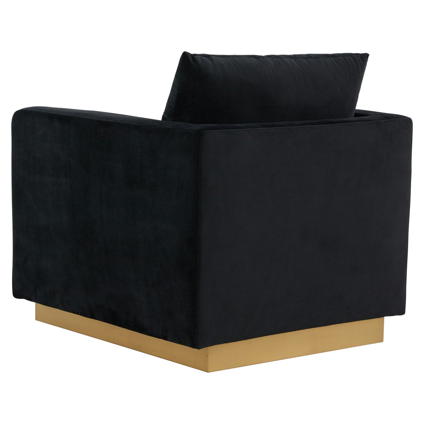 LeisureMod Nervo Velvet Accent Armchair In Midnight Black