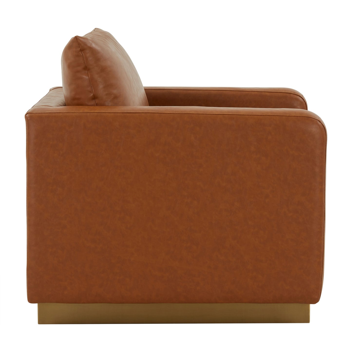 LeisureMod Nervo Leather Accent Armchair In Cognac Tan