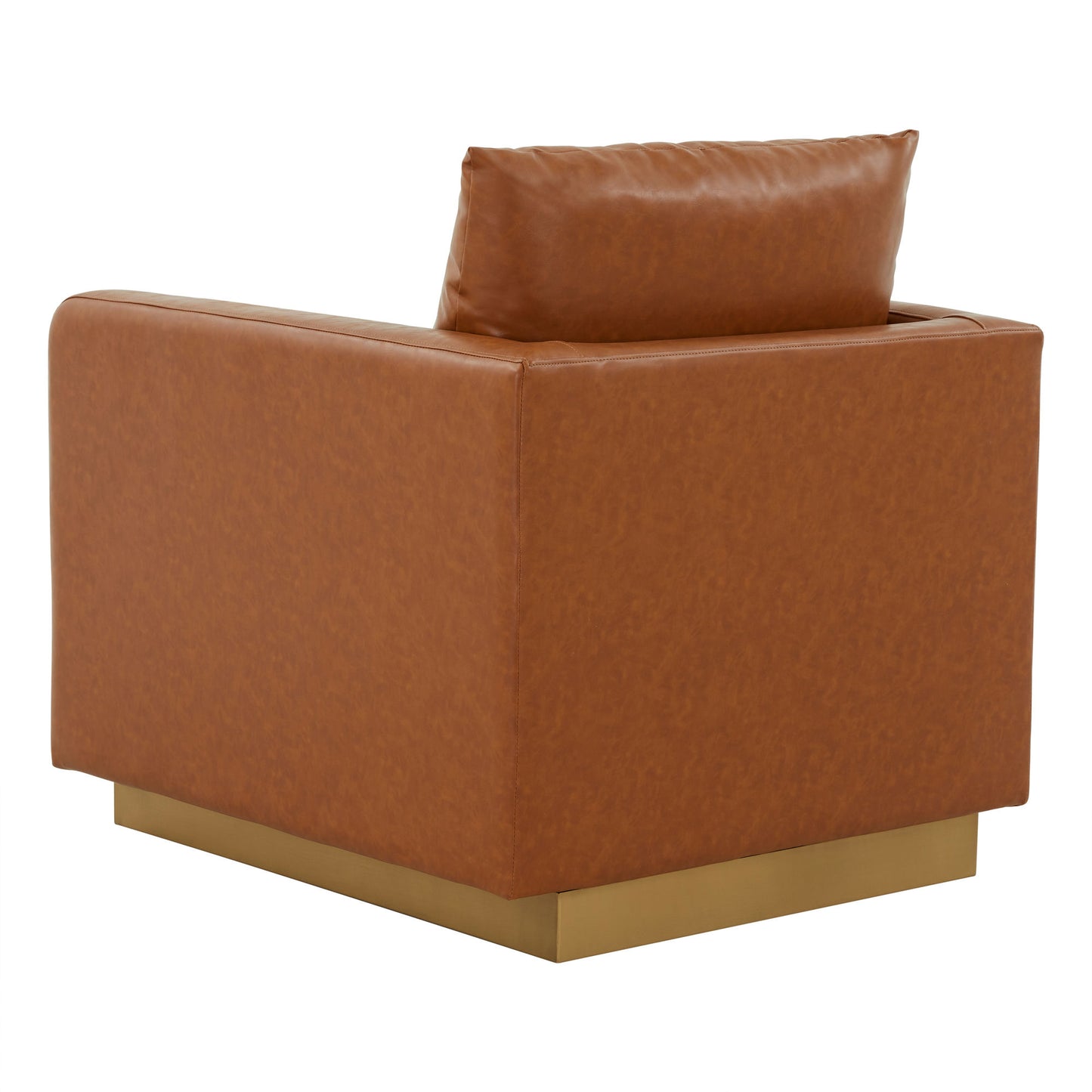LeisureMod Nervo Leather Accent Armchair In Cognac Tan