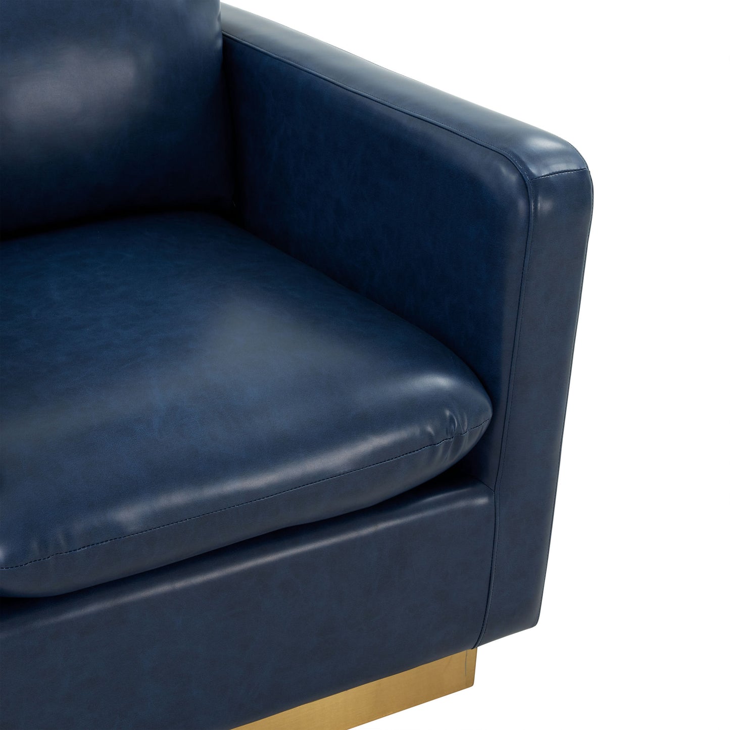 LeisureMod Nervo Leather Accent Armchair In Navy Blue