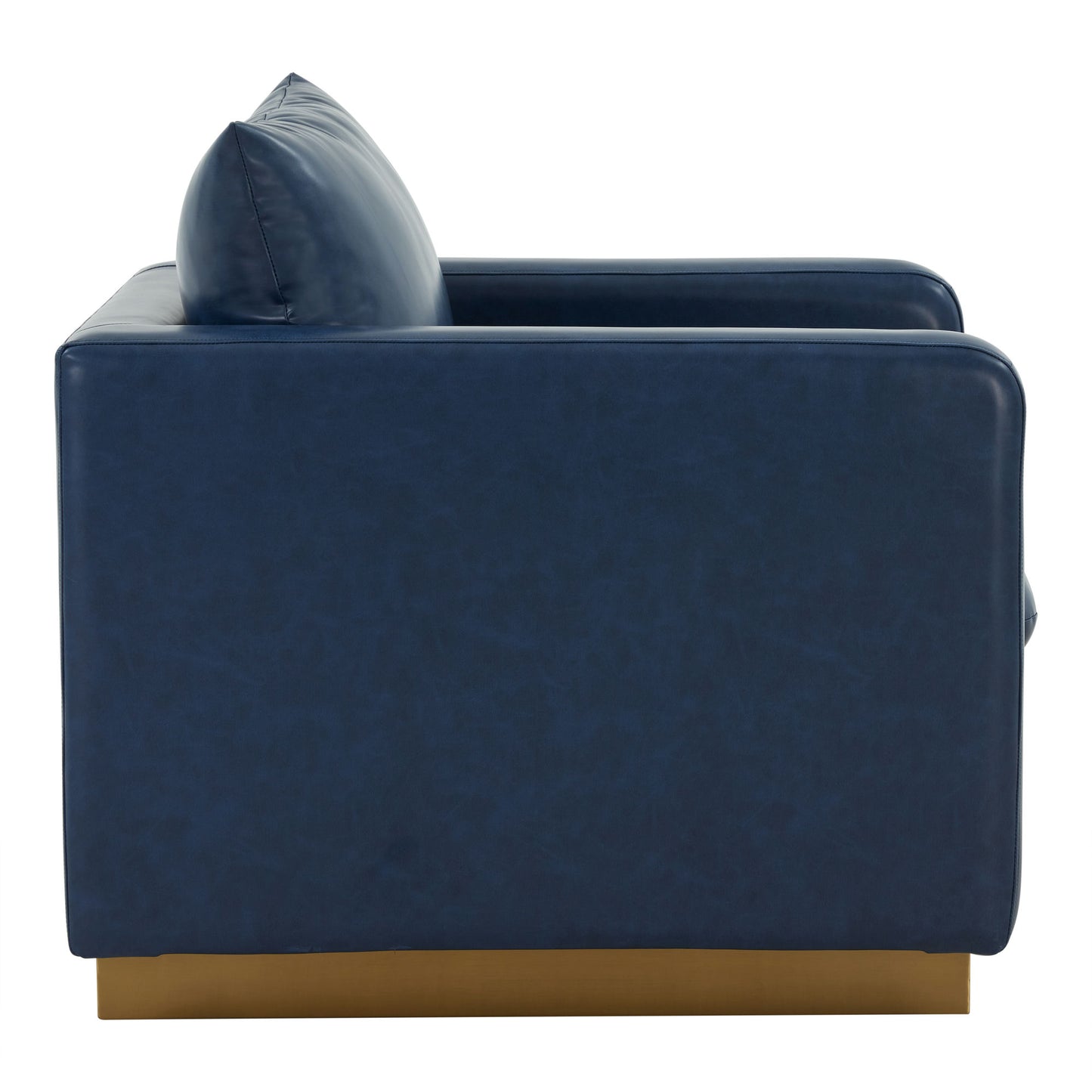 LeisureMod Nervo Leather Accent Armchair In Navy Blue