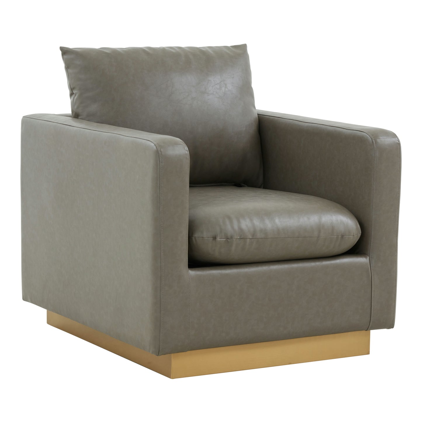 LeisureMod Nervo Leather Accent Armchair In Grey
