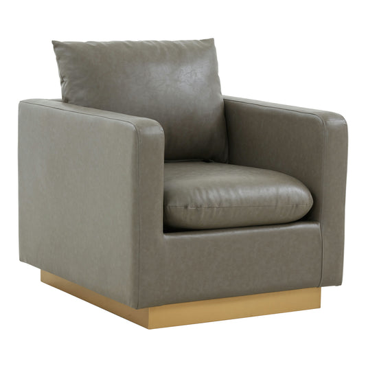 LeisureMod Nervo Leather Accent Armchair In Grey