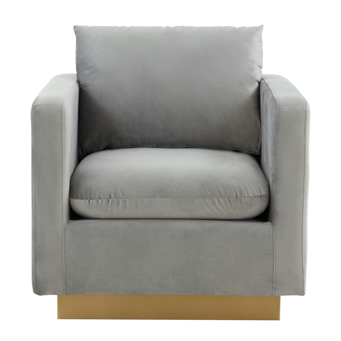 LeisureMod Nervo Velvet Accent Armchair In Light Grey
