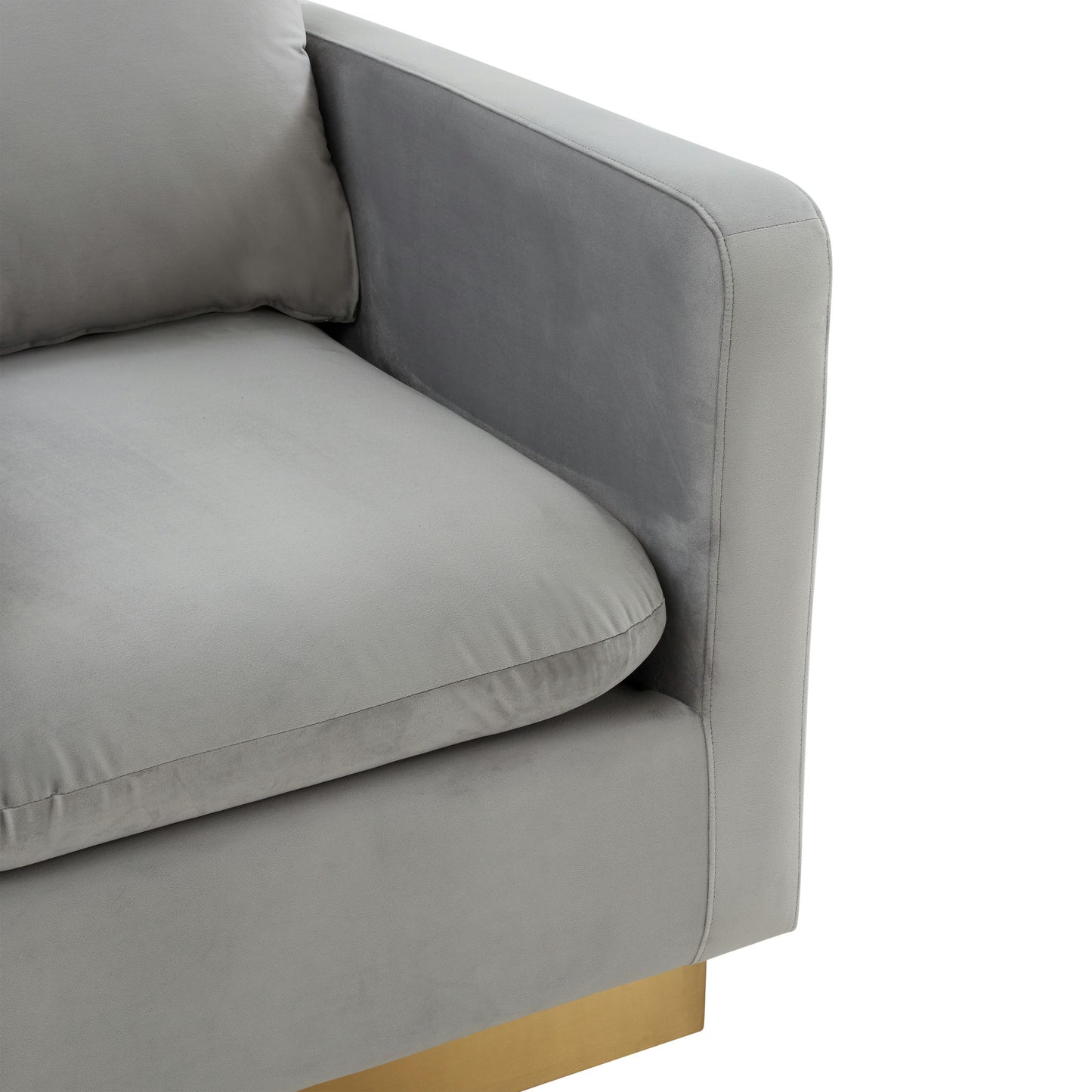LeisureMod Nervo Velvet Accent Armchair In Light Grey