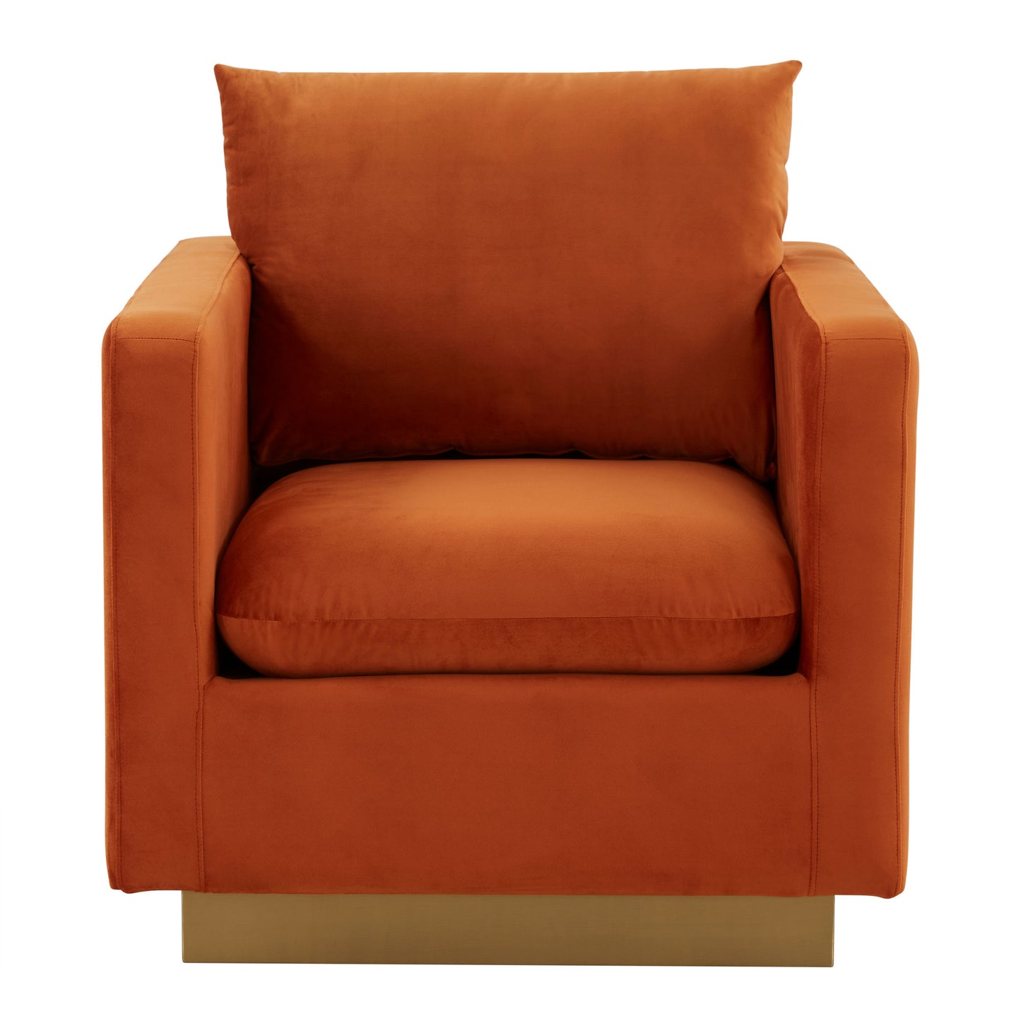 LeisureMod Nervo Velvet Accent Armchair In Orange Marmalade