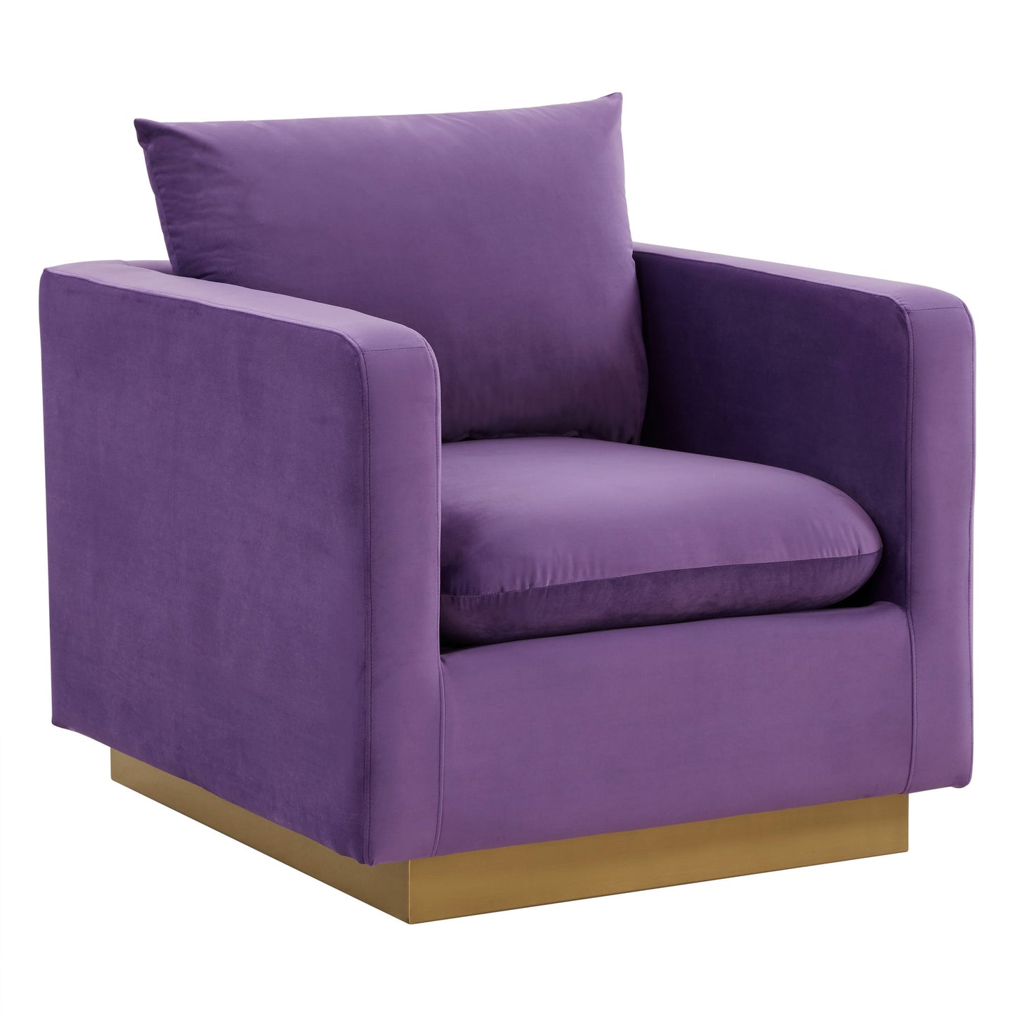 LeisureMod Nervo Velvet Accent Armchair In Purple