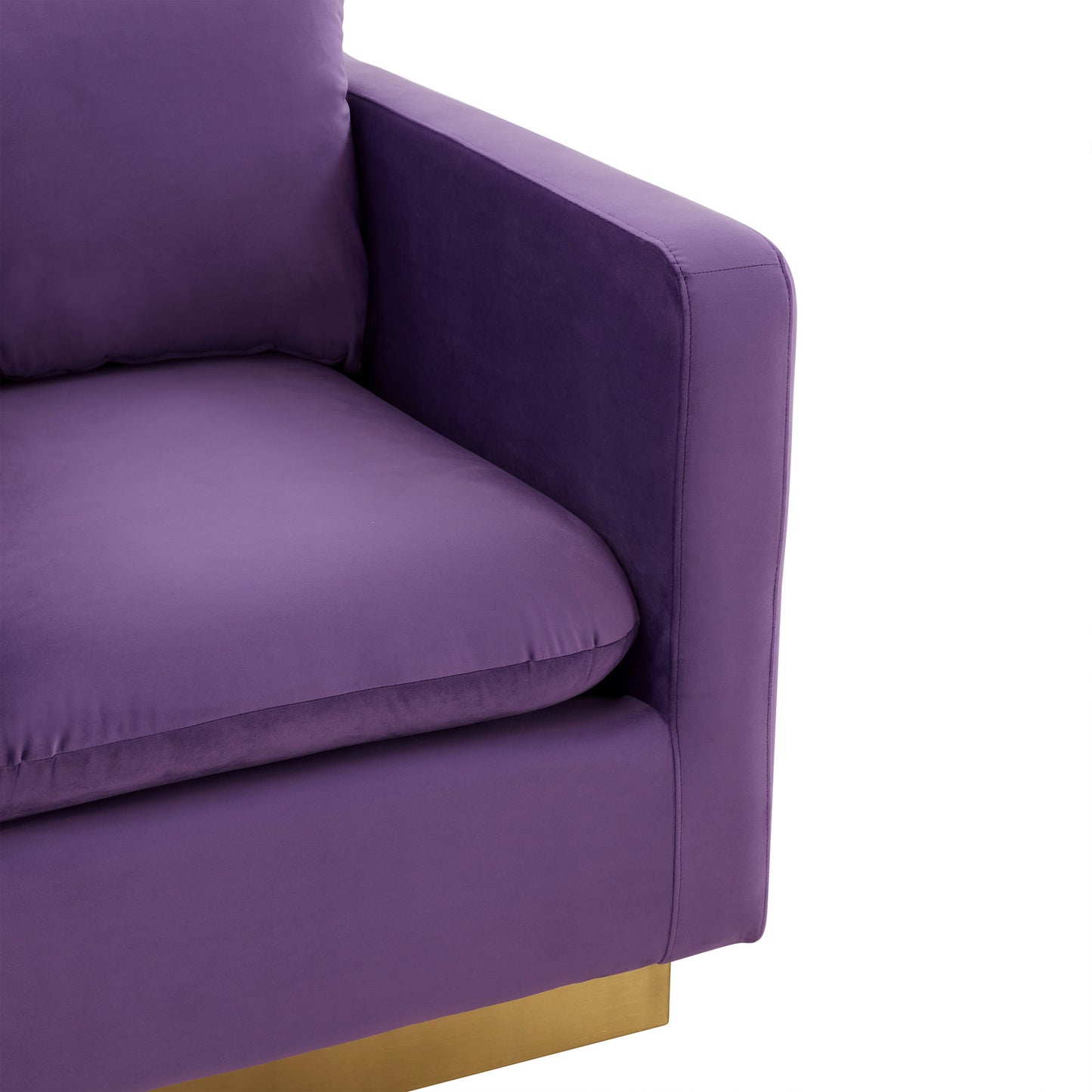 LeisureMod Nervo Velvet Accent Armchair In Purple