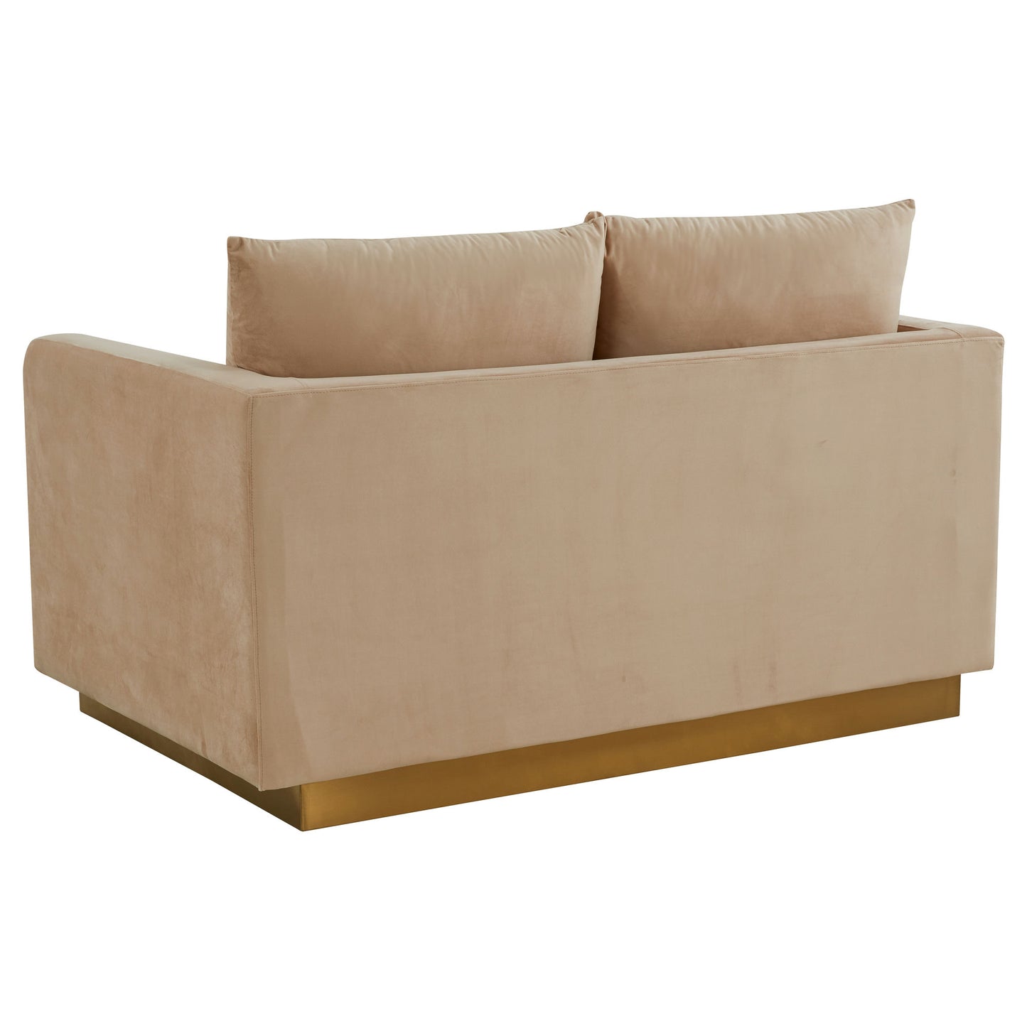 LeisureMod Nervo Modern Mid-Century Upholstered Velvet Loveseat In Beige