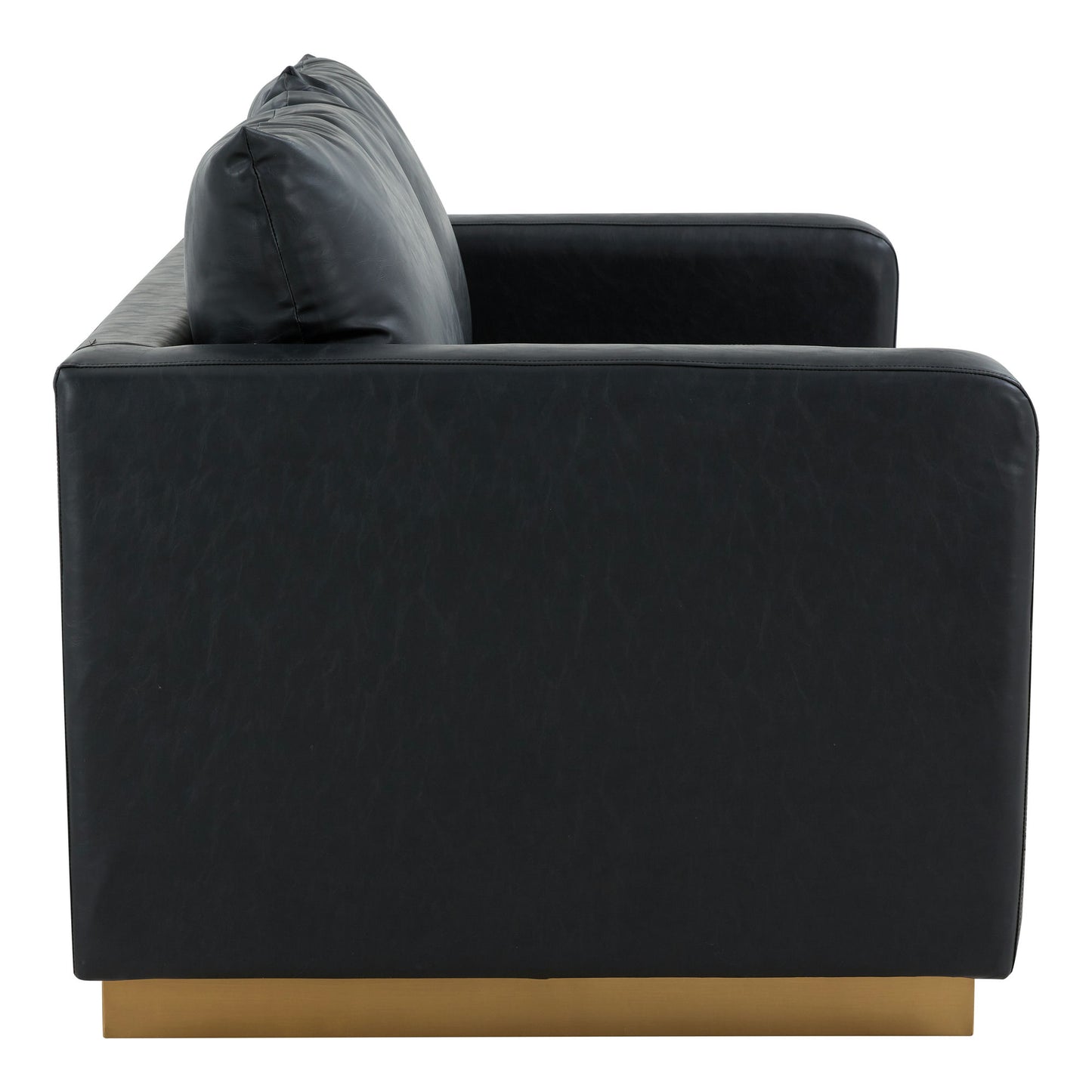 LeisureMod Nervo Modern Mid-Century Upholstered Leather Loveseat In Black