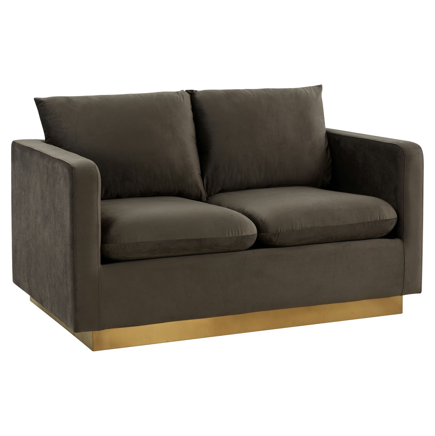 LeisureMod Nervo Modern Mid-Century Upholstered Velvet Loveseat In Dark Grey