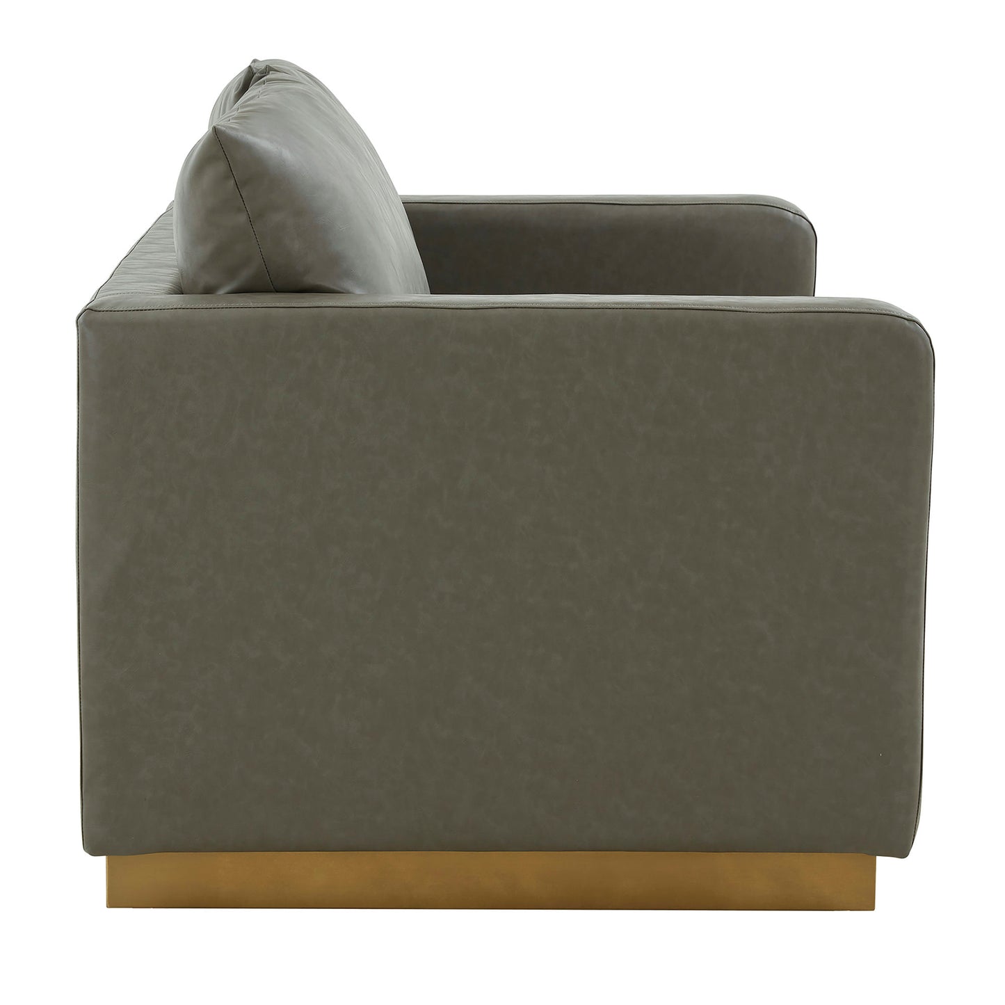 LeisureMod Nervo Modern Mid-Century Upholstered Leather Loveseat In Grey