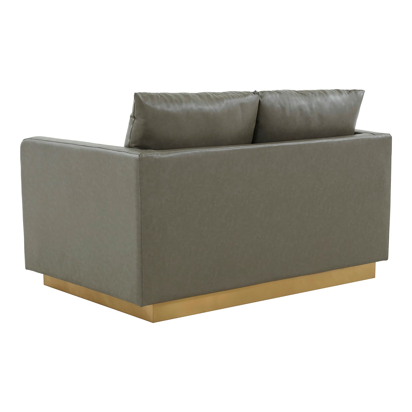 LeisureMod Nervo Modern Mid-Century Upholstered Leather Loveseat In Grey