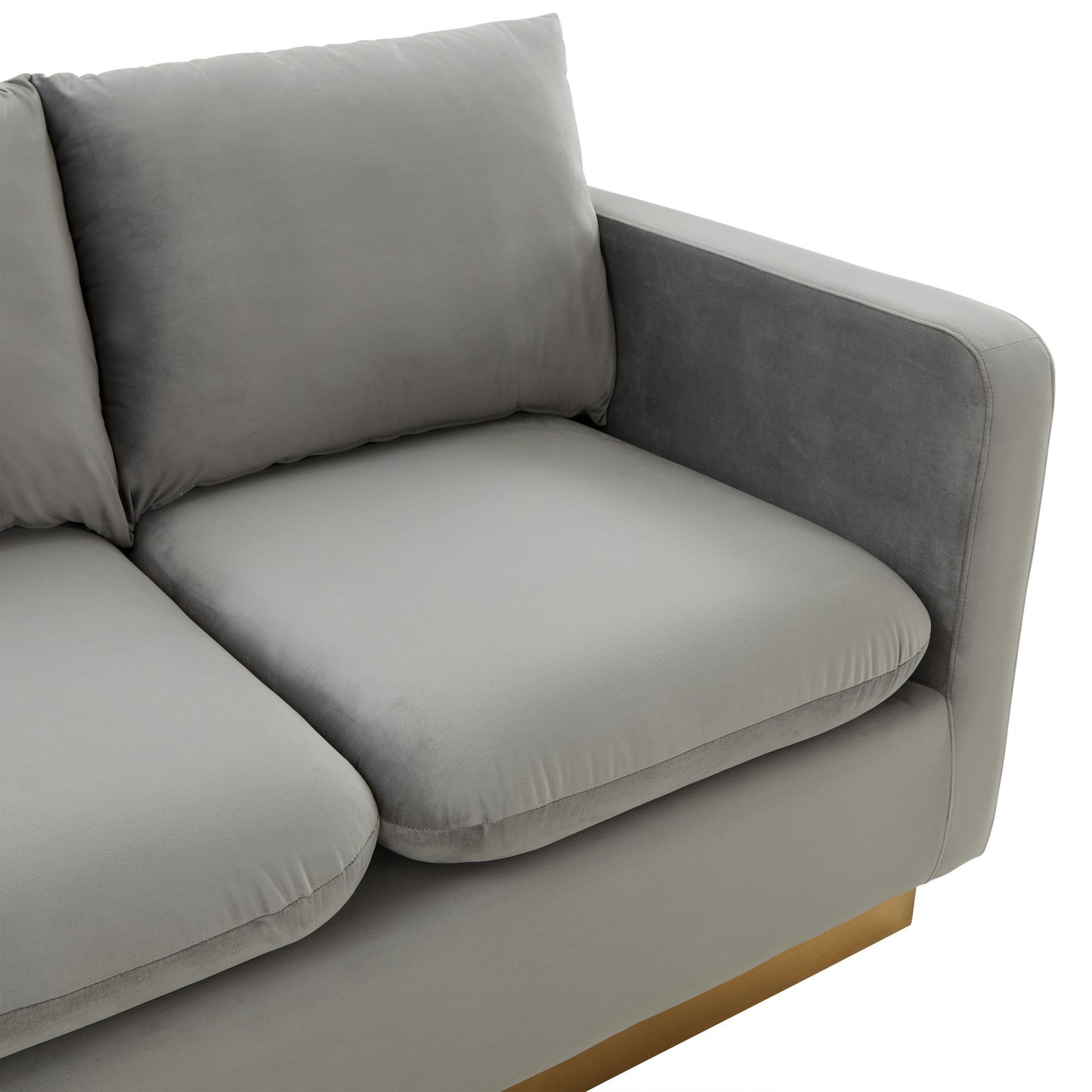 LeisureMod Nervo Modern Mid-Century Upholstered Velvet Loveseat In Light Grey