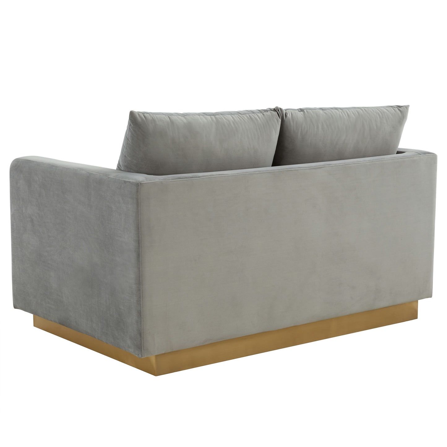 LeisureMod Nervo Modern Mid-Century Upholstered Velvet Loveseat In Light Grey