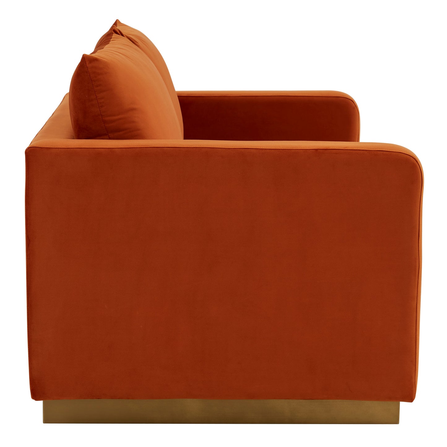 LeisureMod Nervo Modern Mid-Century Upholstered Velvet Loveseat In Orange