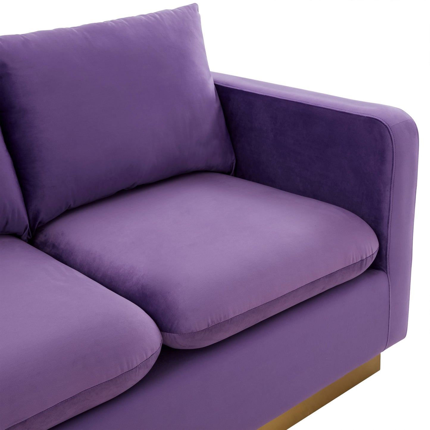 LeisureMod Nervo Modern Mid-Century Upholstered Velvet Loveseat In Purple