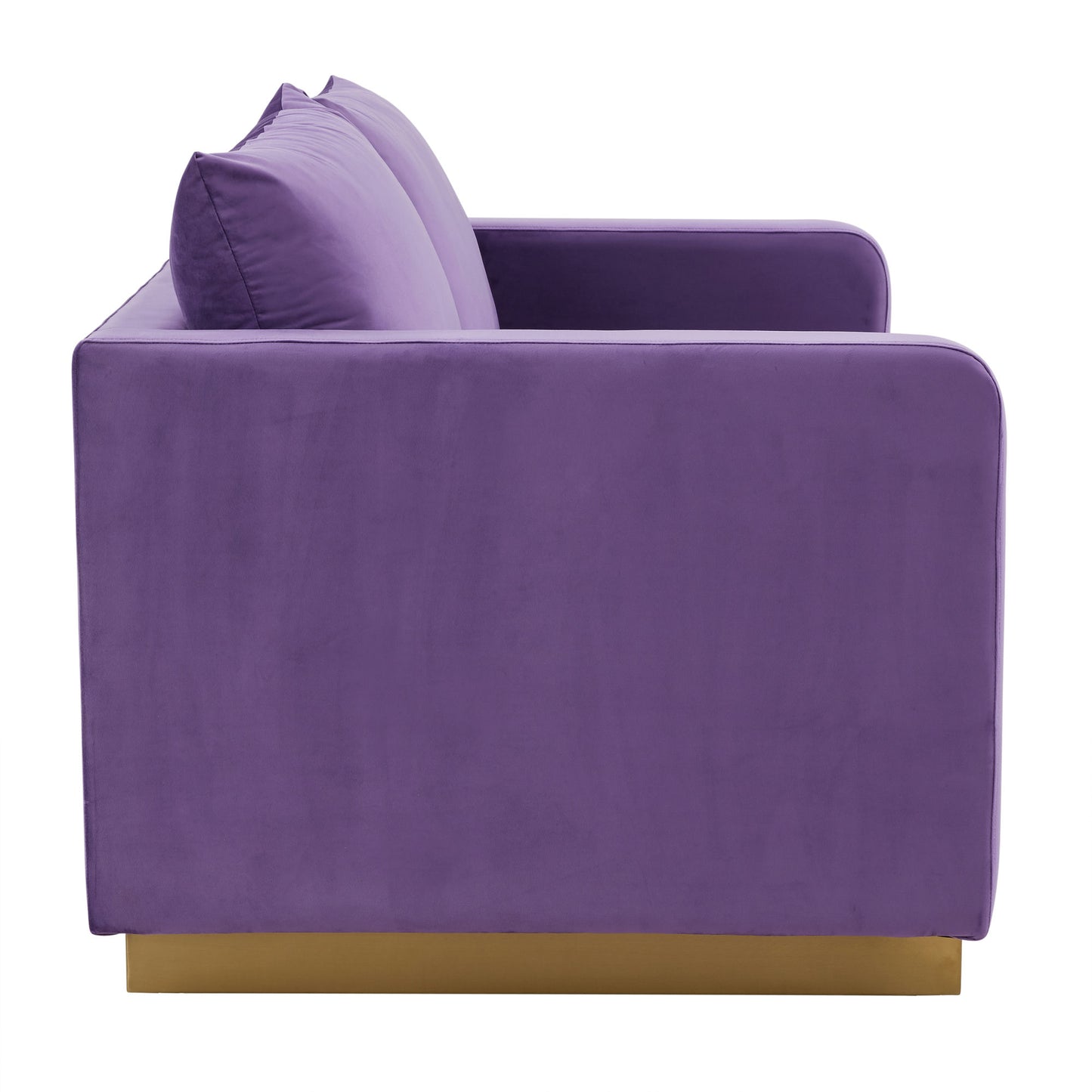 LeisureMod Nervo Modern Mid-Century Upholstered Velvet Loveseat In Purple