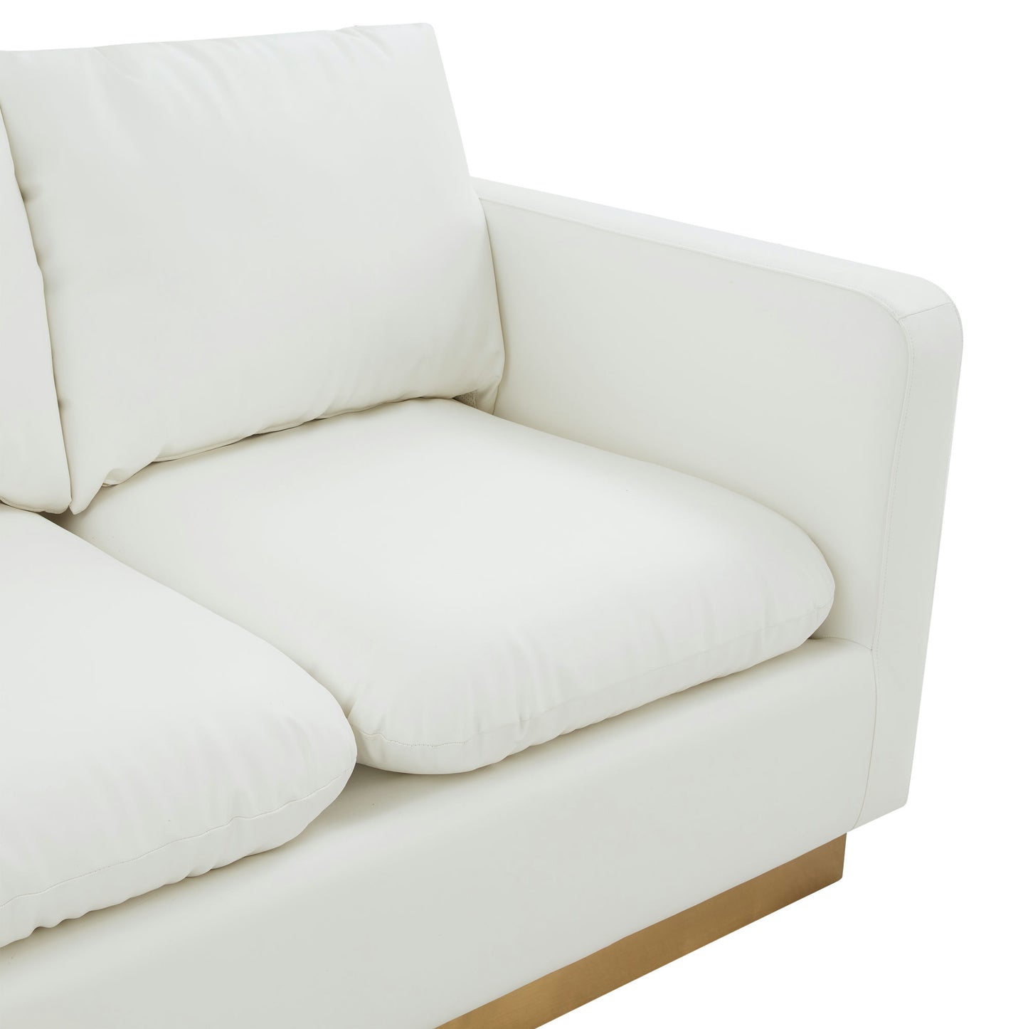 LeisureMod Nervo Modern Mid-Century Upholstered Leather Loveseat In White