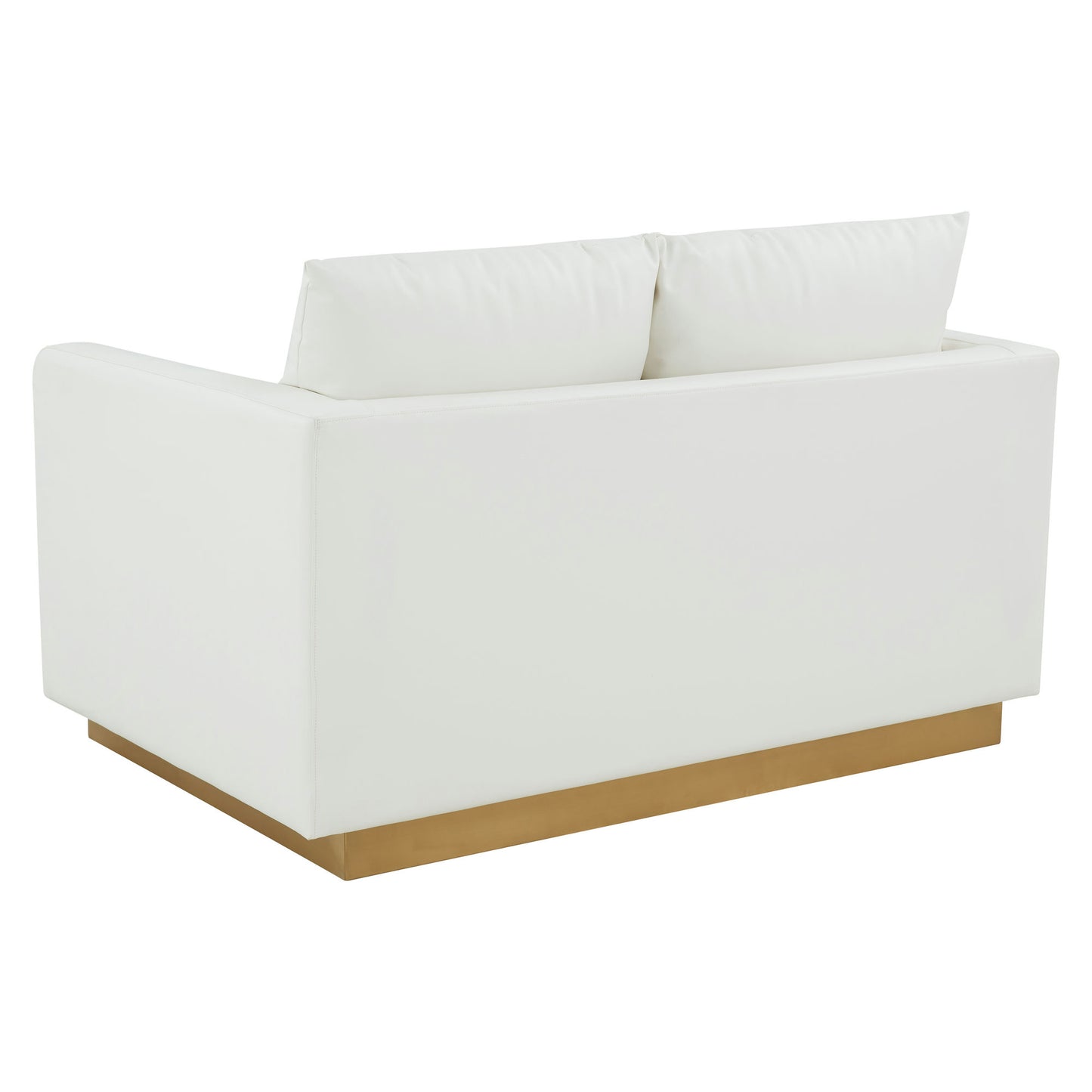 LeisureMod Nervo Modern Mid-Century Upholstered Leather Loveseat In White