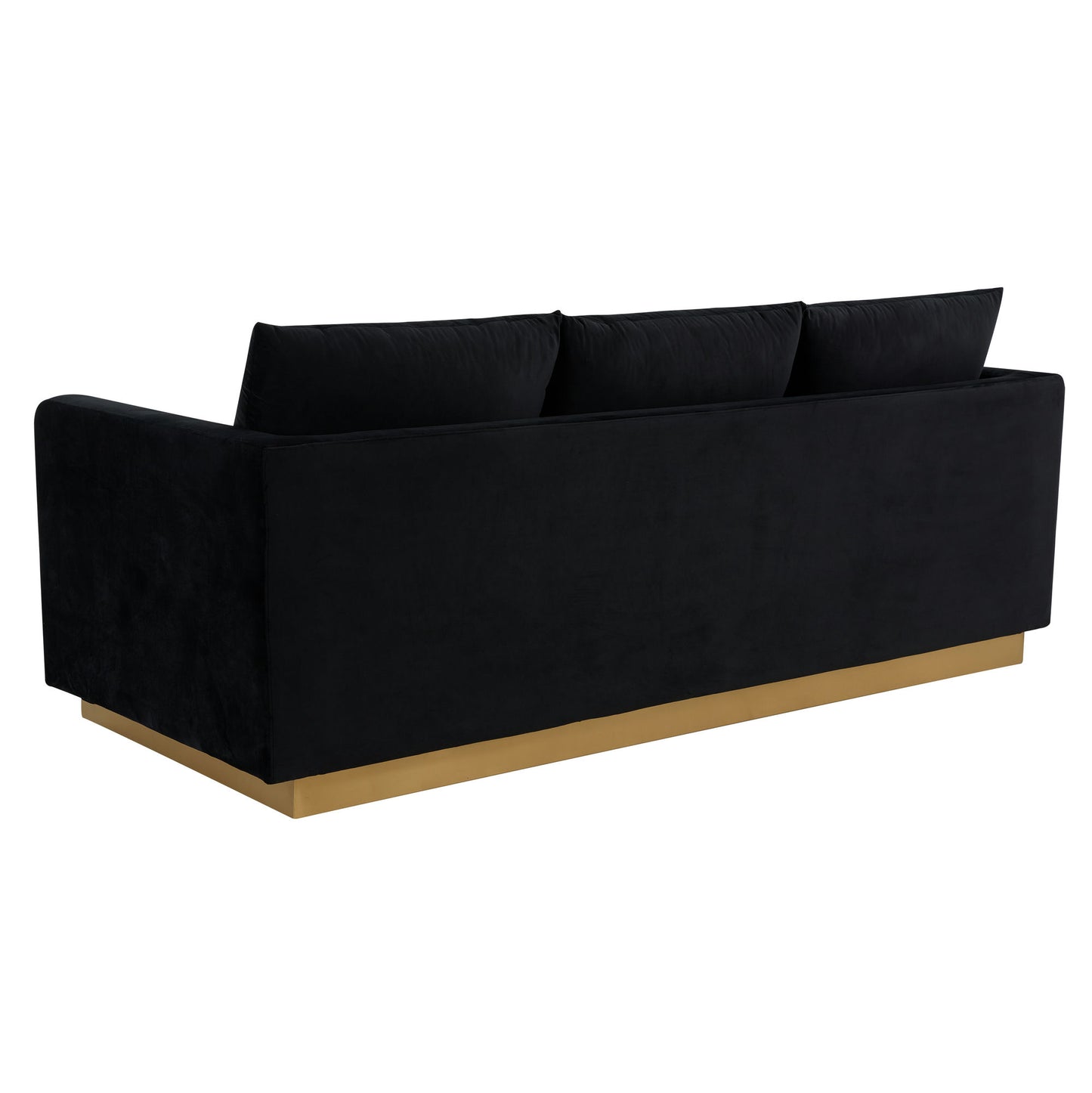 LeisureMod Nervo Modern Mid-Century Upholstered Velvet Sofa In Midnight Black