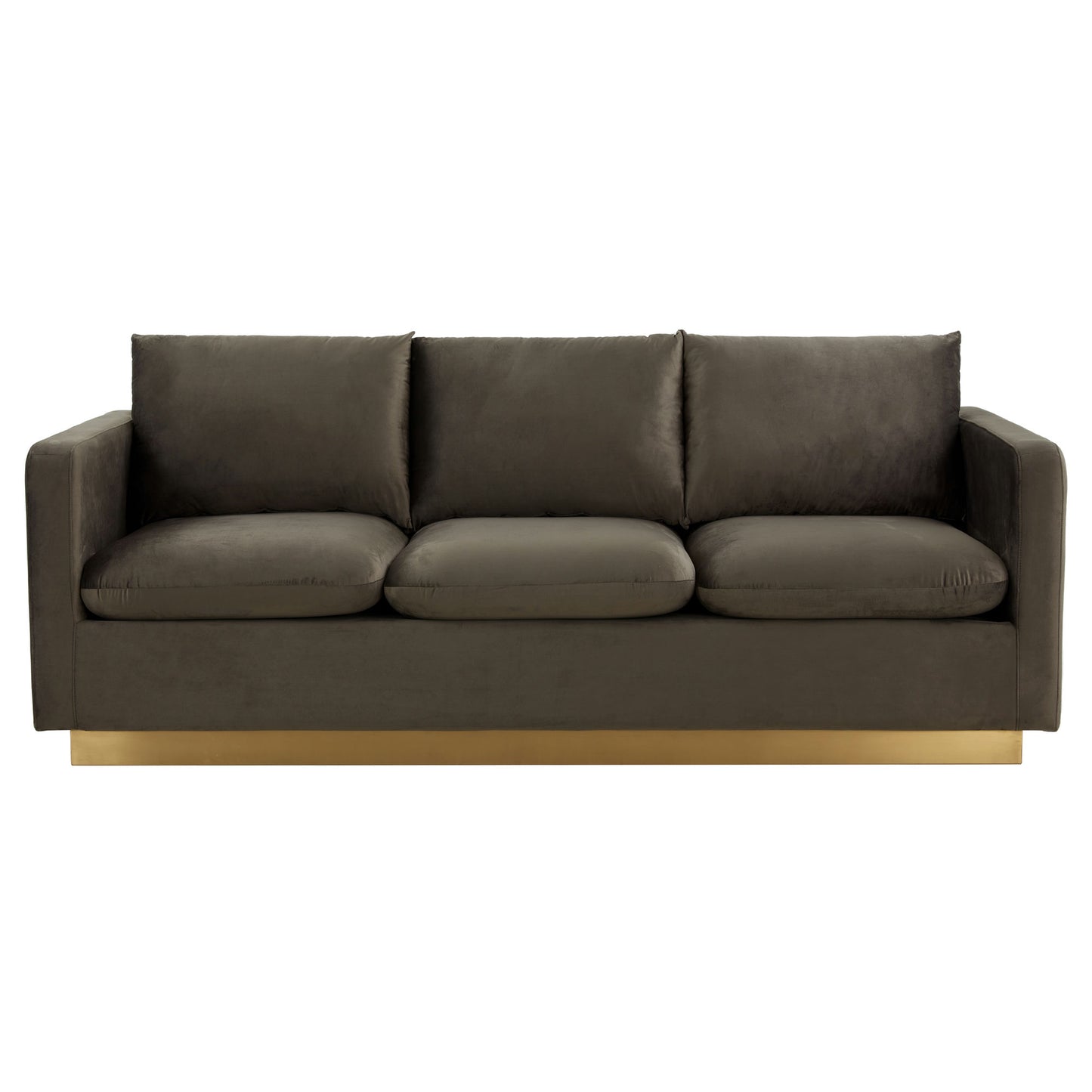 LeisureMod Nervo Modern Mid-Century Upholstered Velvet Sofa In Dark Grey