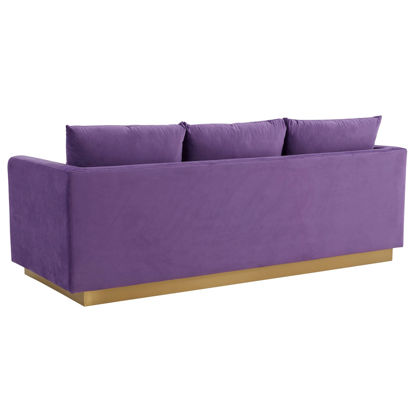 LeisureMod Nervo Modern Mid-Century Upholstered Velvet Sofa In Purple