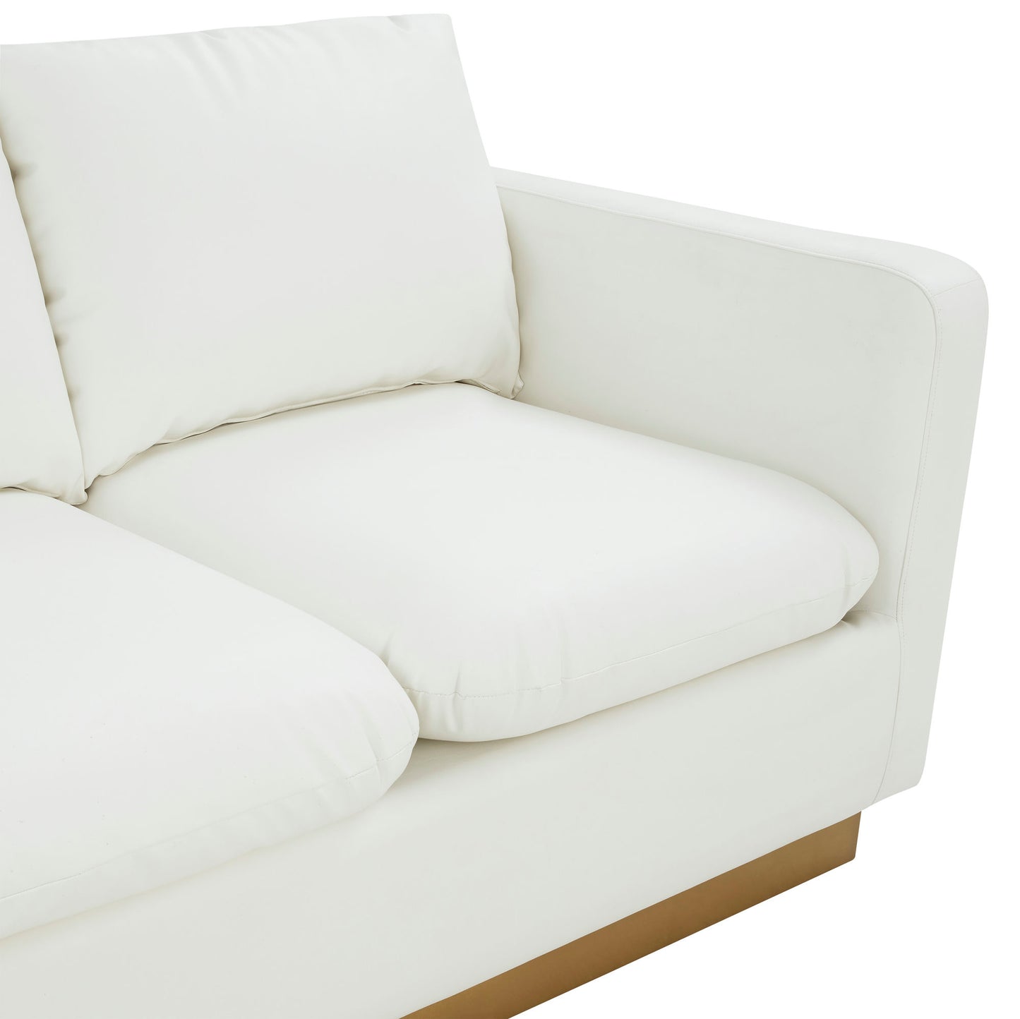 LeisureMod Nervo Modern Mid-Century Upholstered Leather Sofa In White