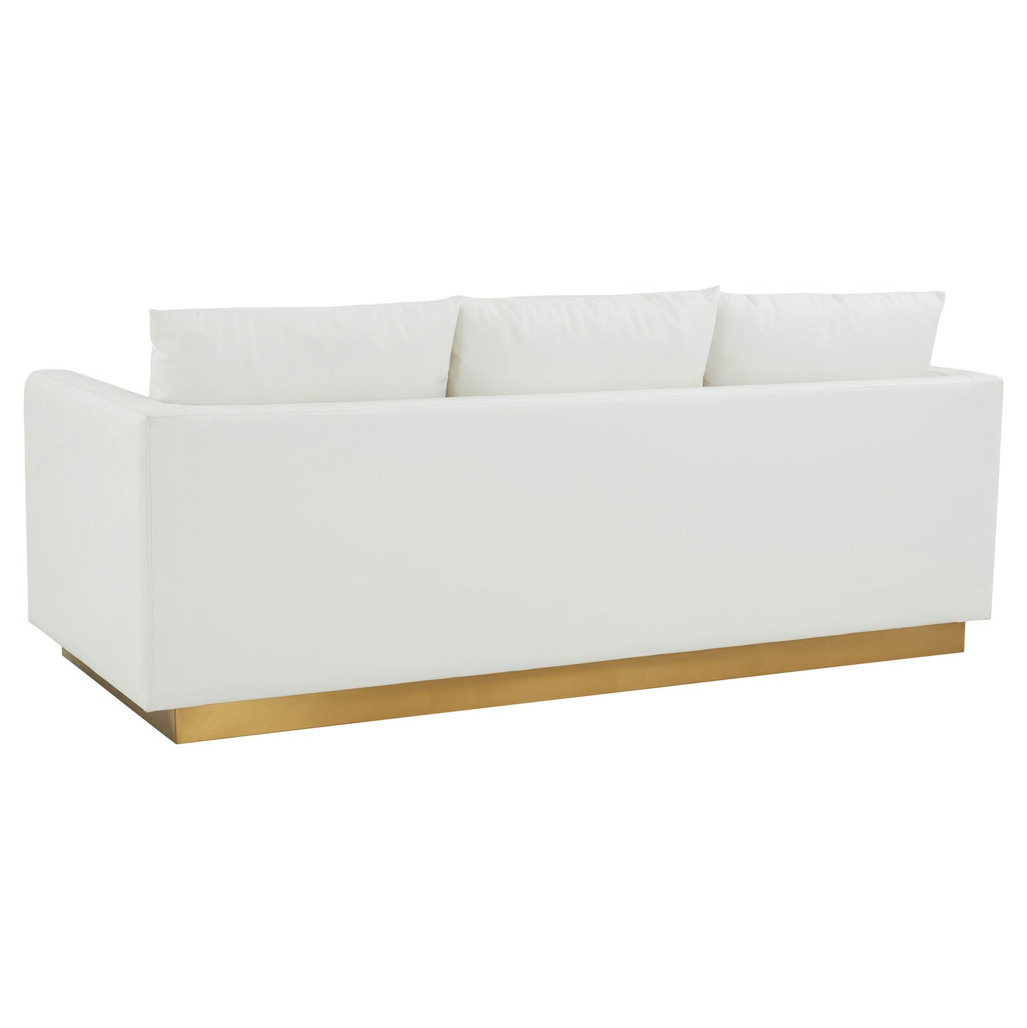 LeisureMod Nervo Modern Mid-Century Upholstered Leather Sofa In White