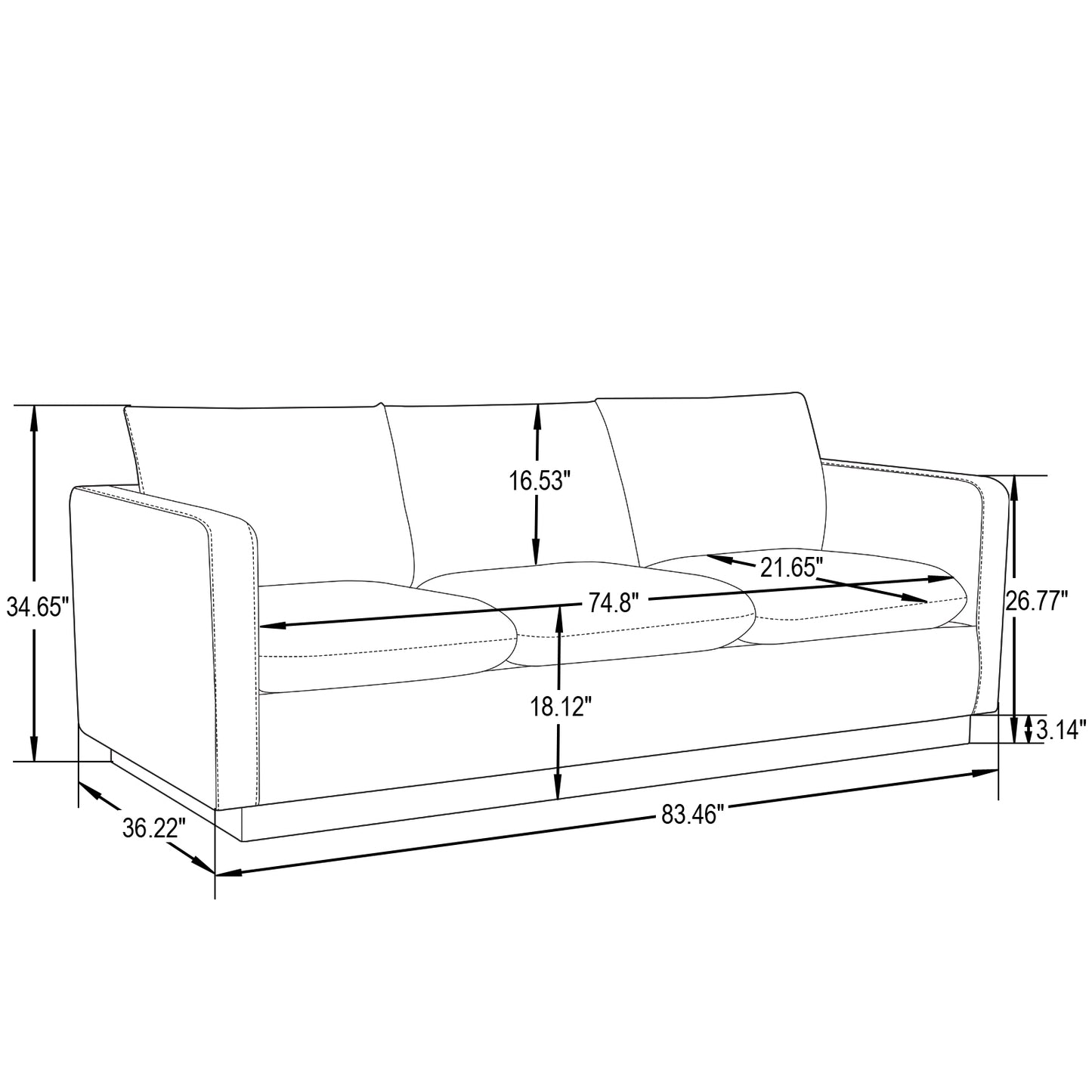 LeisureMod Nervo Modern Mid-Century Upholstered Leather Sofa In White