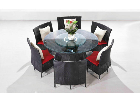 Nightingdale 7-Piece Outdoor Dining Set in Red, White and Black by Manhattan Comfort