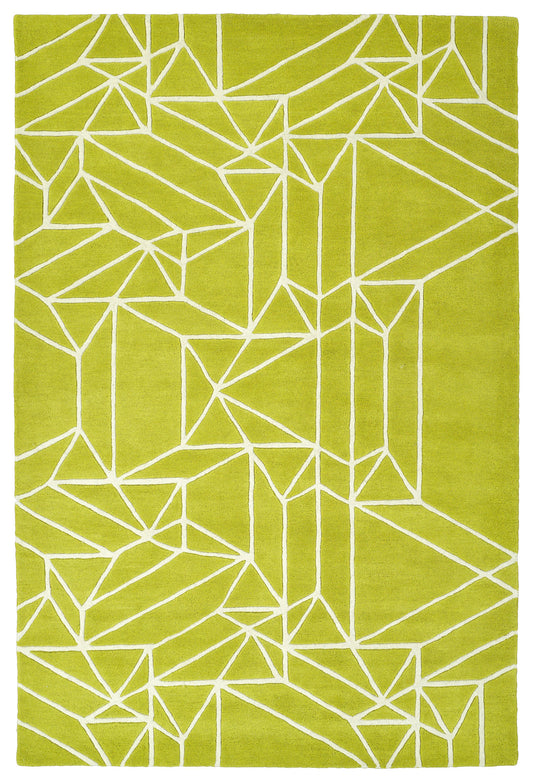 Kaleen Origami Collection Bright Lime Green Area Rug 5' x 7'6"