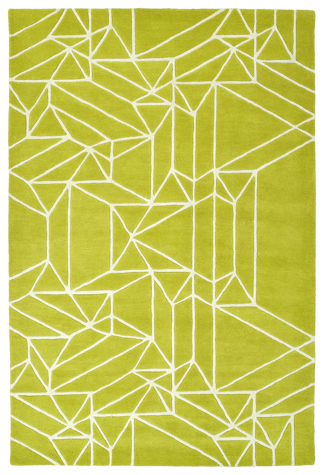 Kaleen Origami Collection Bright Lime Green Throw Rug 2' x 3'