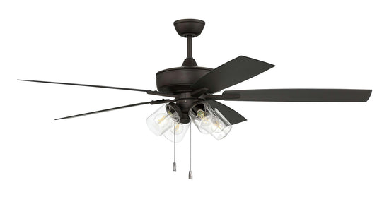 60" Outdoor Super Pro Fan with 4 Light Kit Clear Glass and Blades Espresso