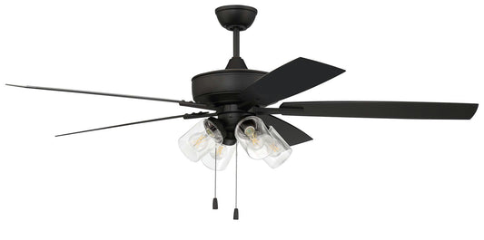 60" Outdoor Super Pro Fan with 4 Light Kit Clear Glass and Blades in Flat Black