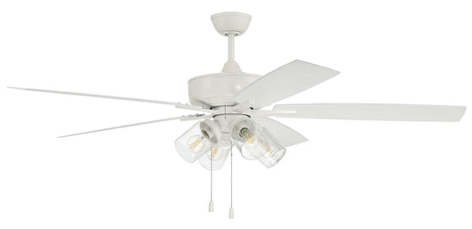 60" Outdoor Super Pro Fan wit4 4 Light Kit Clear Glass and Blades in White