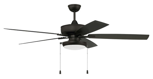 60" Outdoor Super Pro Fan w/ Disk Light Kit Frosted Glass & Blades in Flat Black