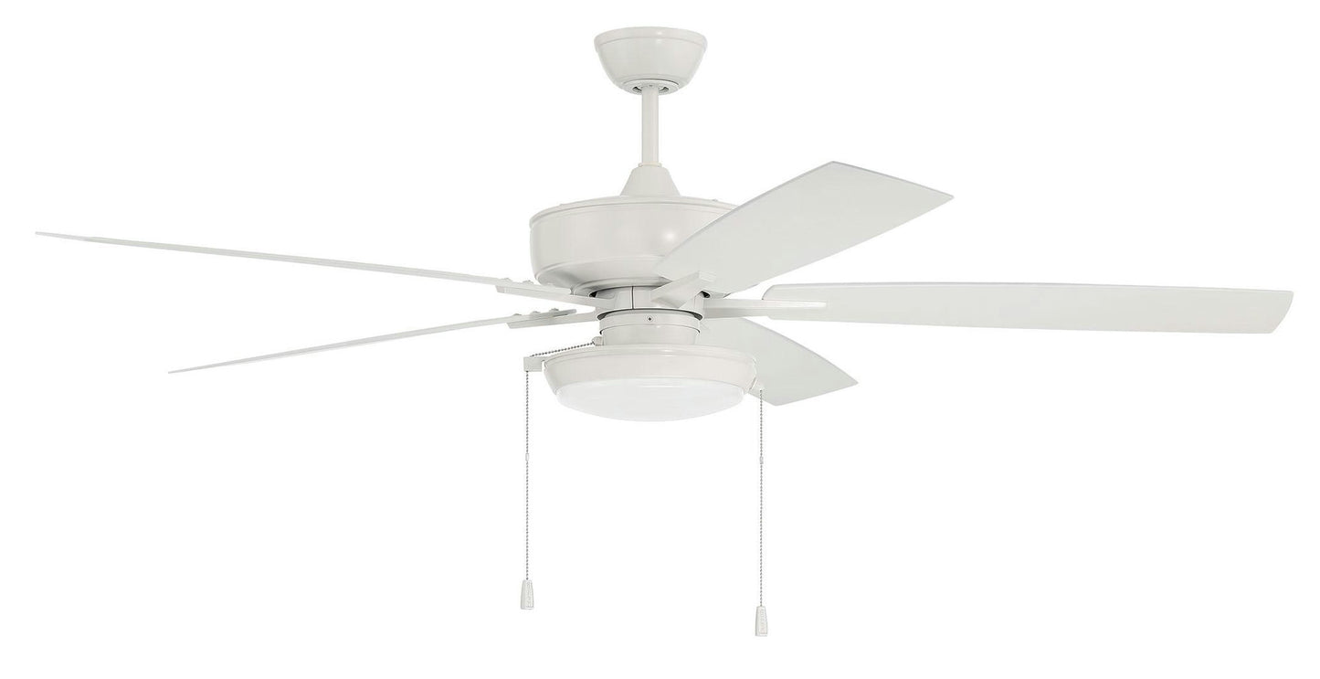 60" Outdoor Super Pro Fan with Disk Light Kit Clear Glass and Blades in White